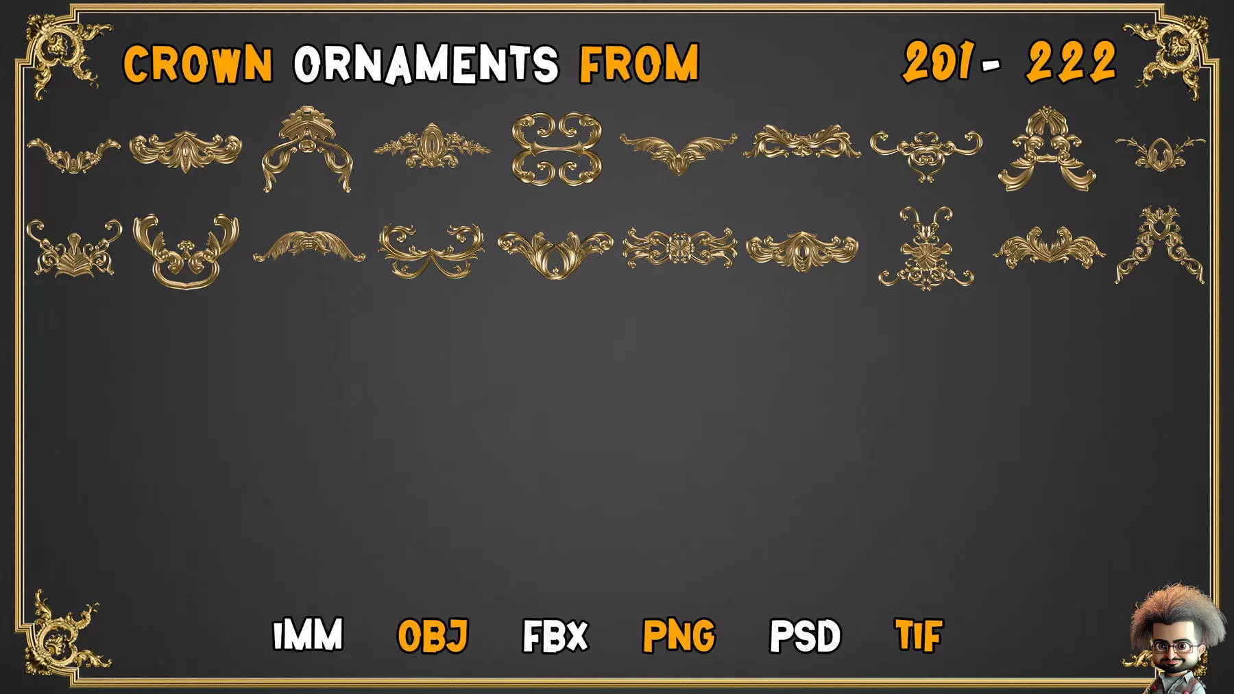 2000 SUPER ORNAMENTAL MEGAPCK  KING OF ORNAMENTS BRUSH     Low-poly 3D model_13