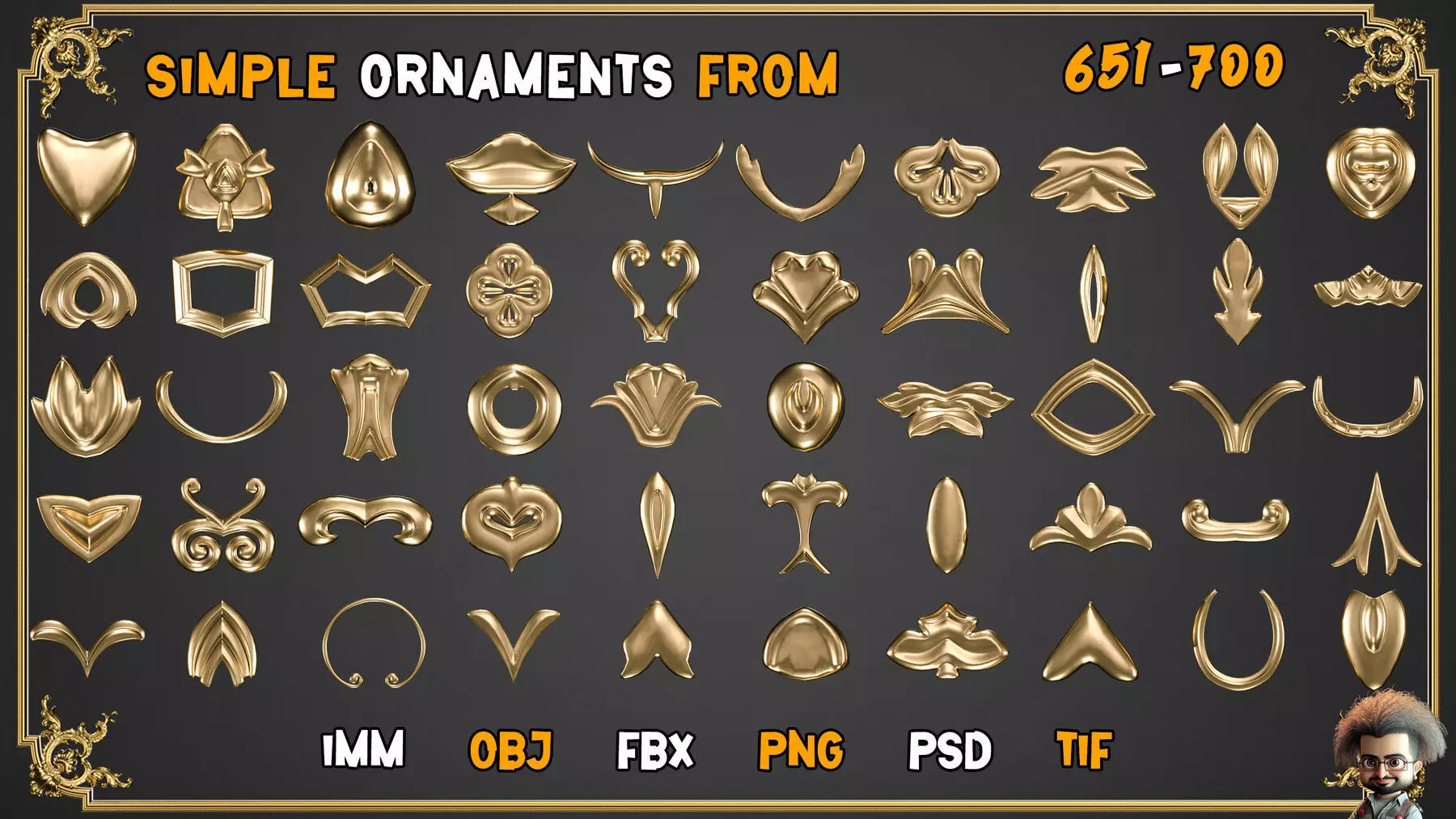 2000 SUPER ORNAMENTAL MEGAPCK  KING OF ORNAMENTS BRUSH     Low-poly 3D model_33