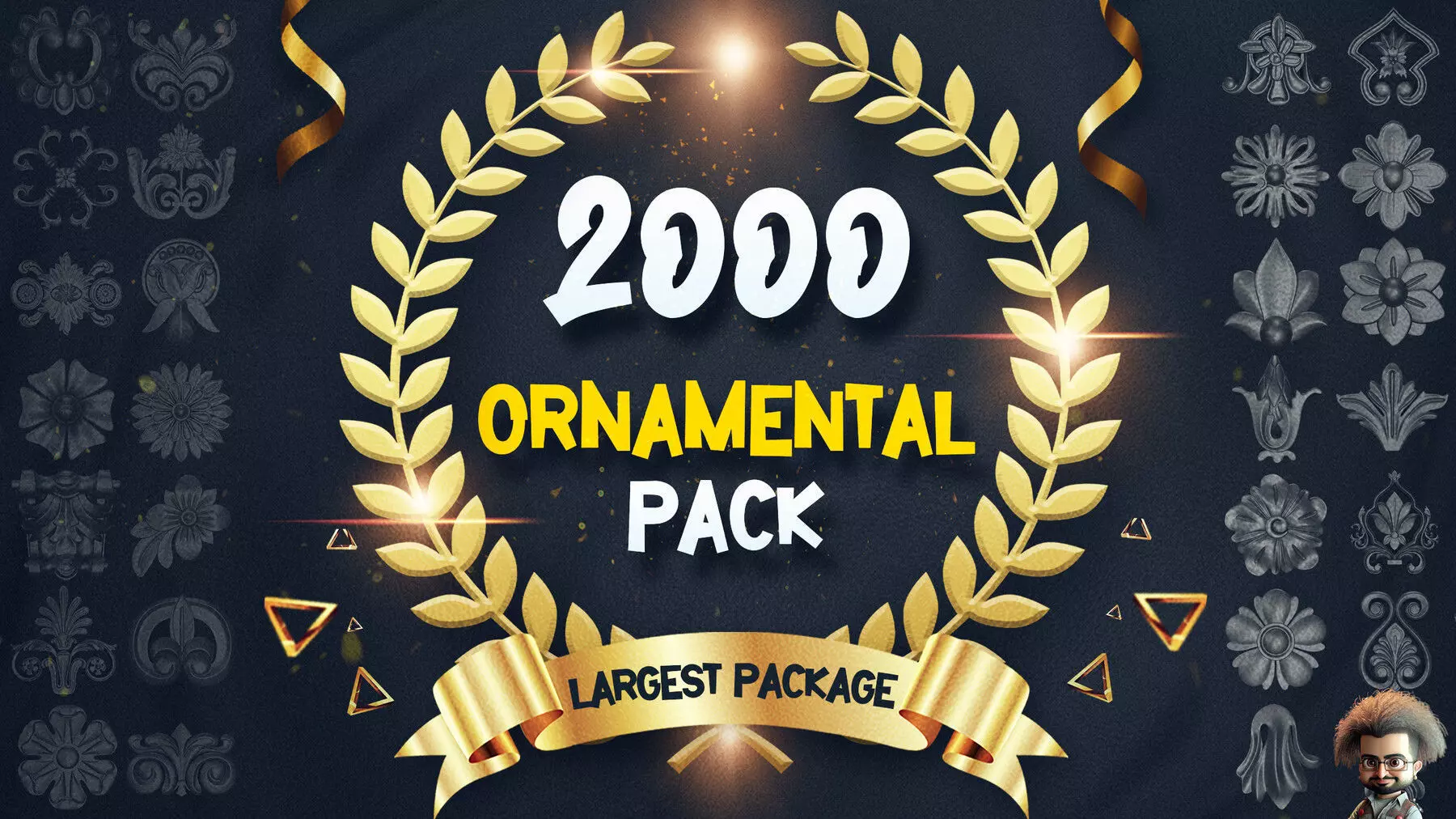 2000 SUPER ORNAMENTAL MEGAPCK  KING OF ORNAMENTS BRUSH     Low-poly 3D model_0