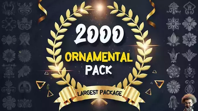 2000 SUPER ORNAMENTAL MEGAPCK  KING OF ORNAMENTS BRUSH     Low-poly 3D model