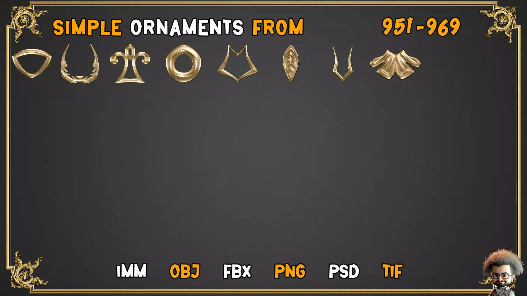 2000 SUPER ORNAMENTAL MEGAPCK  KING OF ORNAMENTS BRUSH     Low-poly 3D model_40