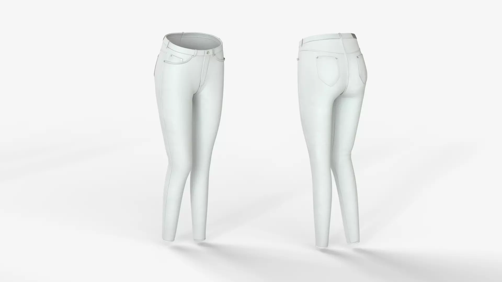 Woman White Polyester Pants 3D model