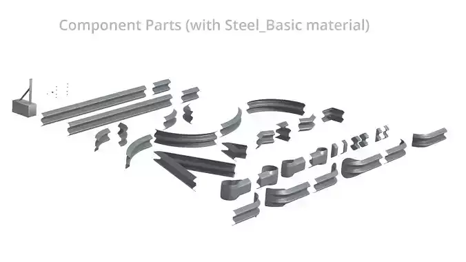 Modular Road Barrier Kit with Sprung Posts Low-poly 3D model 6
