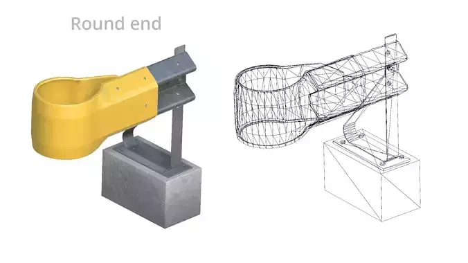 Modular Road Barrier Kit with Sprung Posts Low-poly 3D model 7