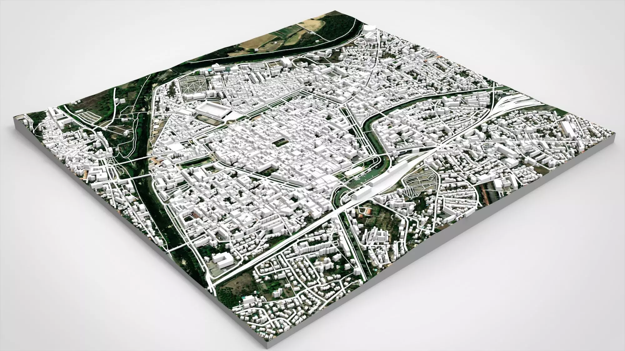 Cityscape Carcassonne France 3D model_9