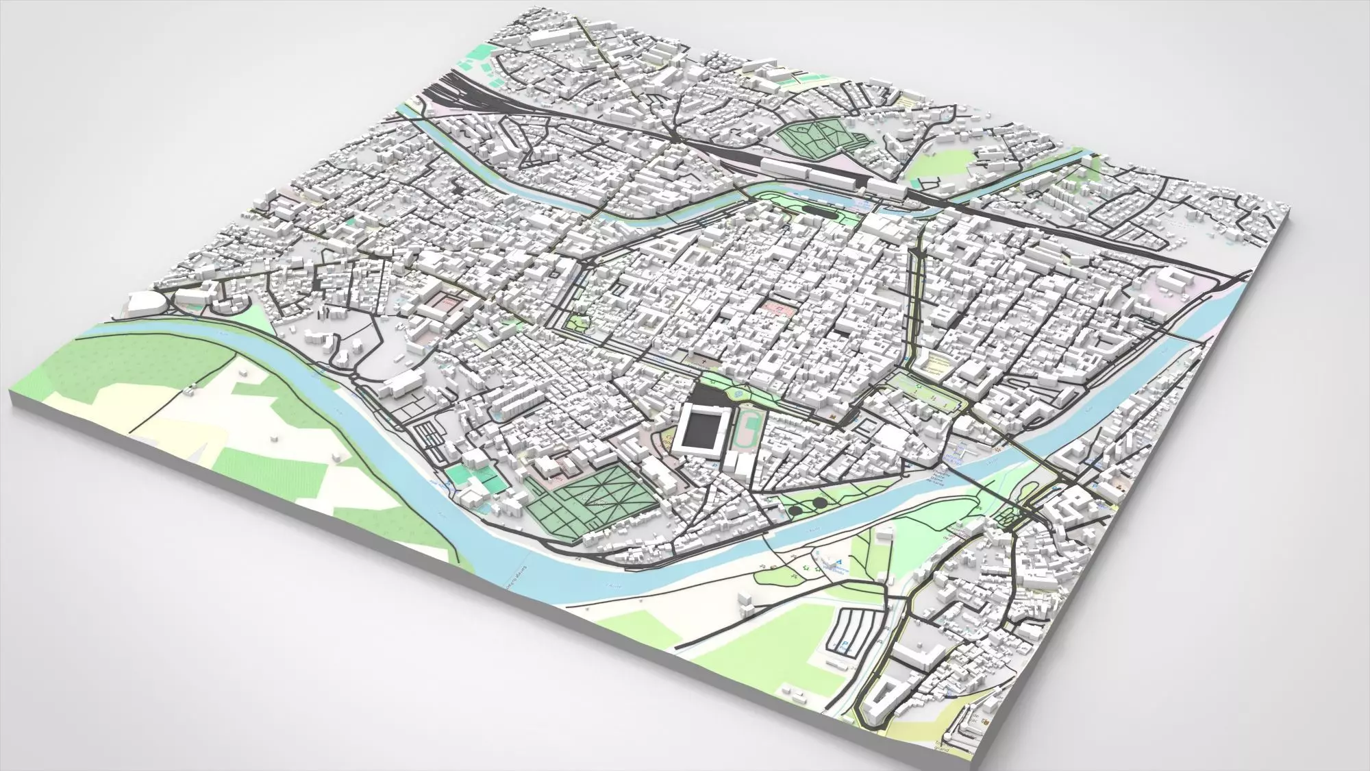 Cityscape Carcassonne France 3D model_8