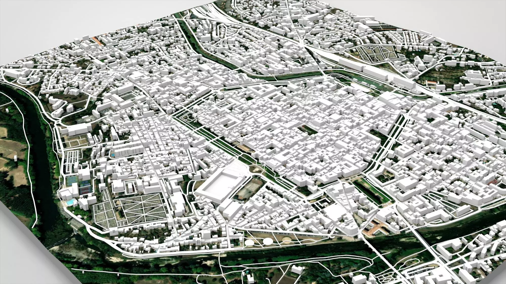 Cityscape Carcassonne France 3D model_4