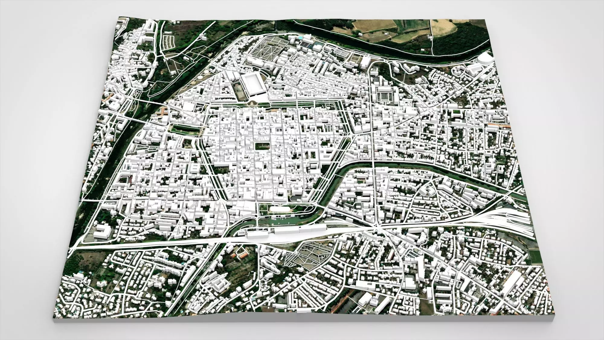 Cityscape Carcassonne France 3D model_2