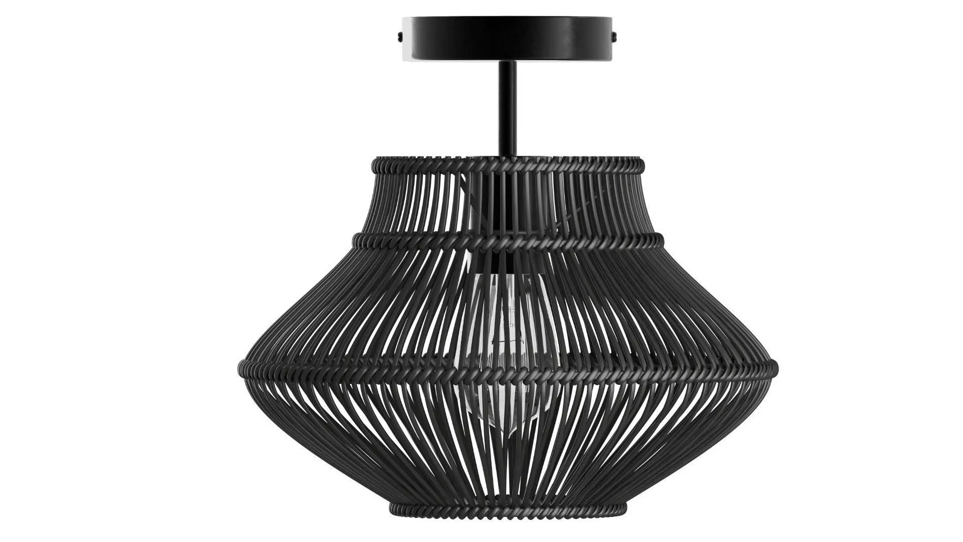 Neher Black Rattan Semi Flush Mount 3D model_7