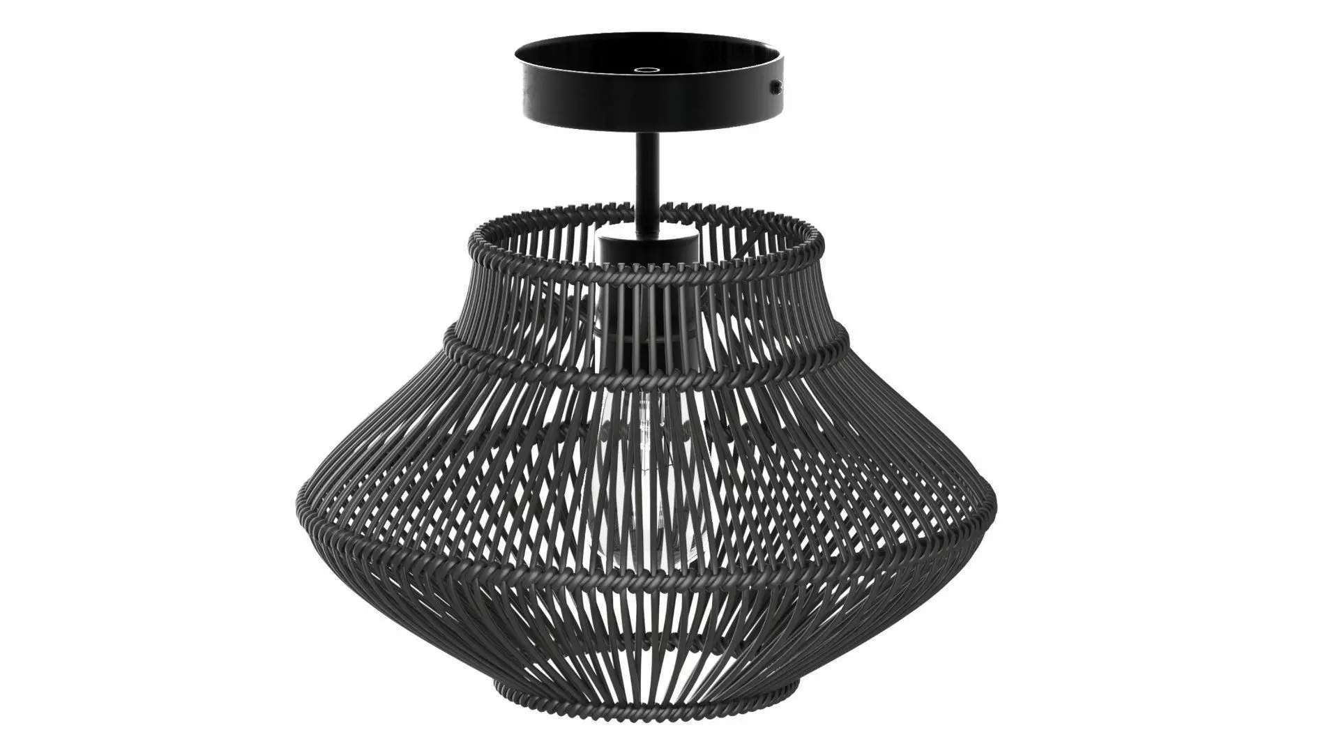 Neher Black Rattan Semi Flush Mount 3D model_2
