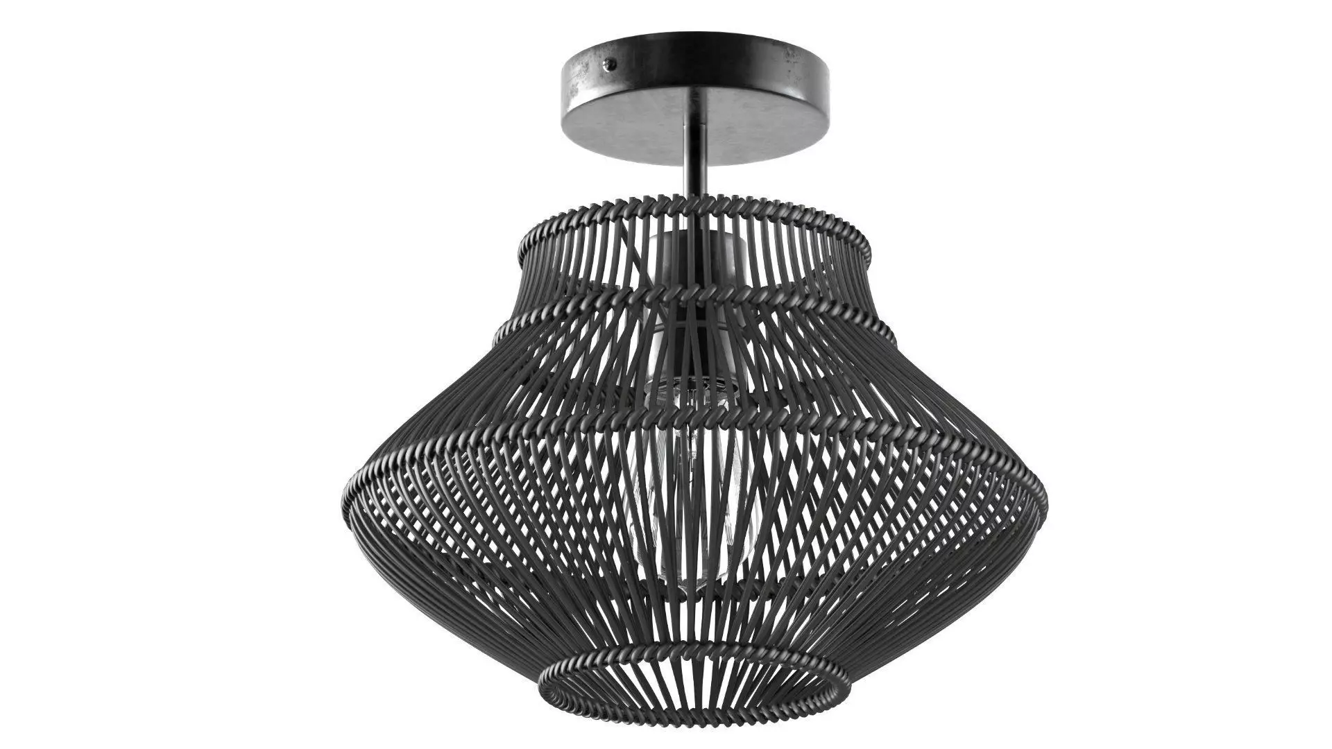 Neher Black Rattan Semi Flush Mount 3D model_3