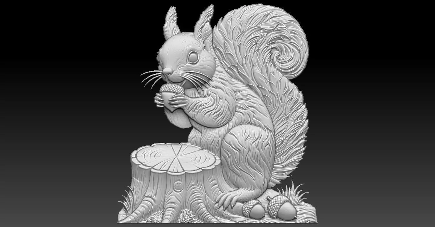 1 squirrel CNC Relief Model 3D print model_0