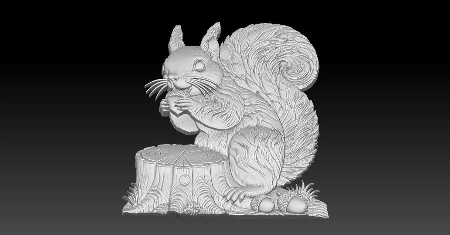 1 squirrel CNC Relief Model 3D print model_3