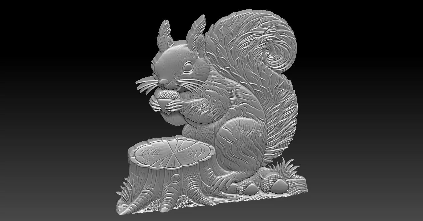 1 squirrel CNC Relief Model 3D print model_4