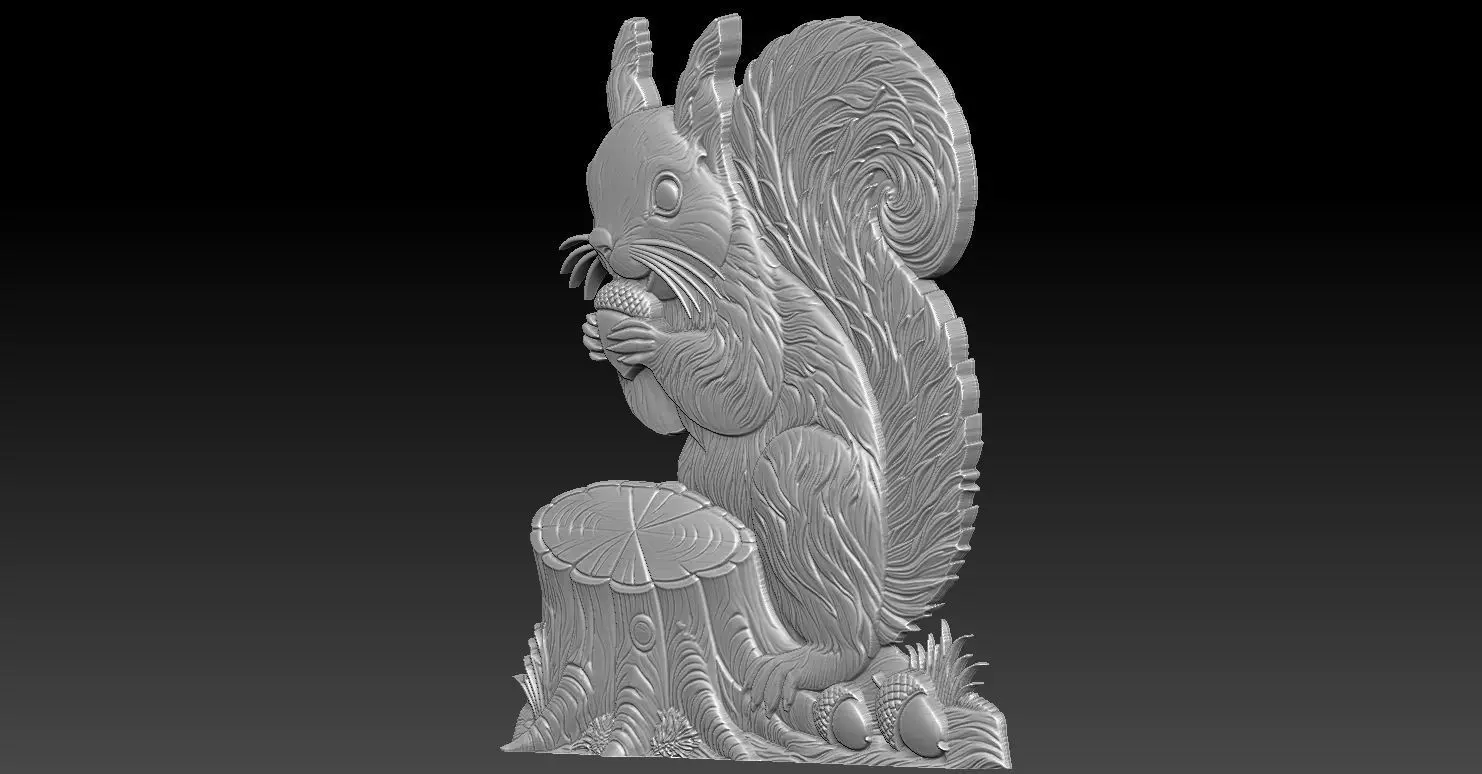 1 squirrel CNC Relief Model 3D print model_2