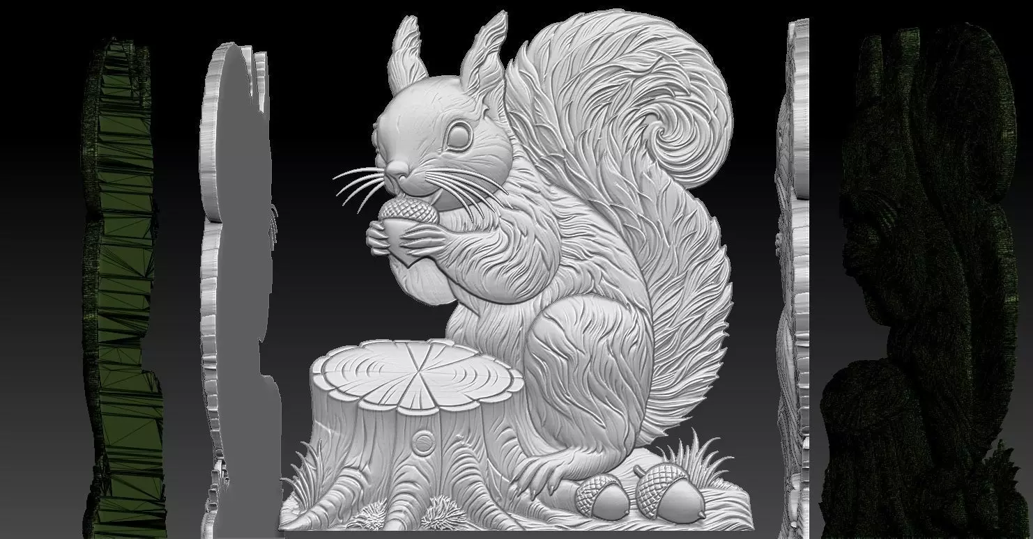 1 squirrel CNC Relief Model 3D print model_5