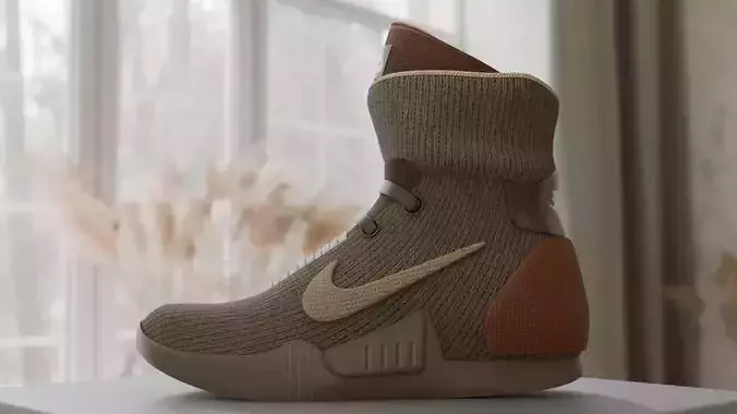 Futuristic High-Top Knit Sneaker 3D Model 3D model