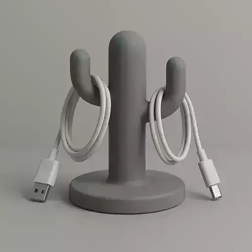 Desert Silhouette Cactus USB Cable Organizer 3D print model