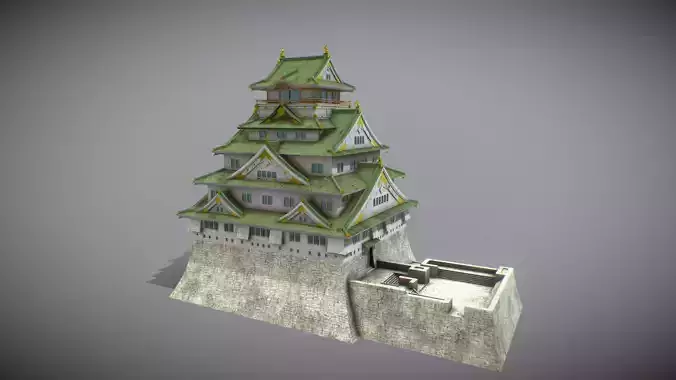 Osaka Castle Low-poly 3D model