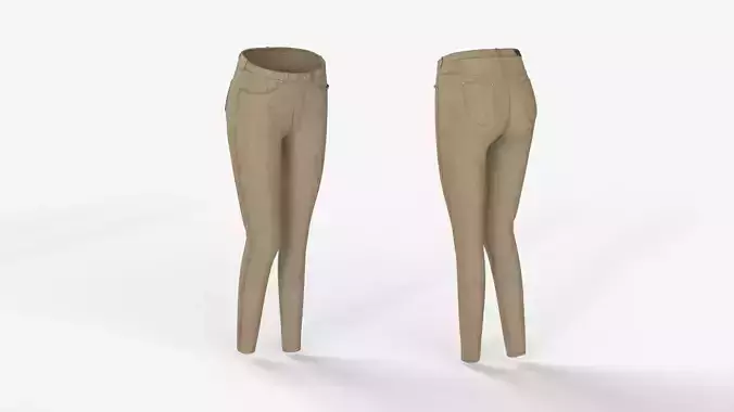 Woman Brown Cotton  Pants 3D model