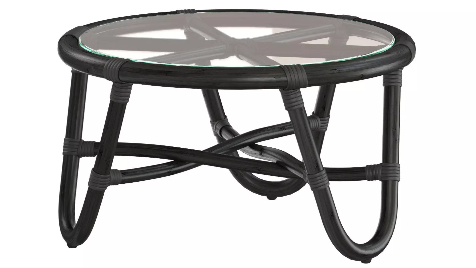 Round rattan table with curved legs 3D model_2