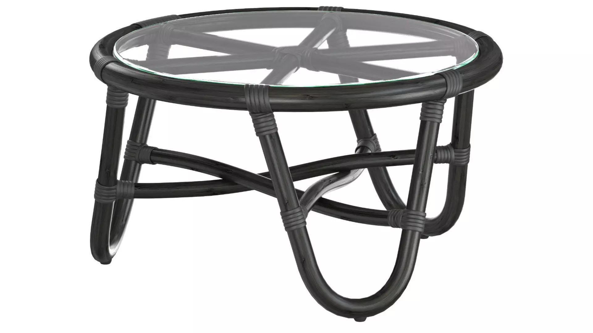 Round rattan table with curved legs 3D model_1
