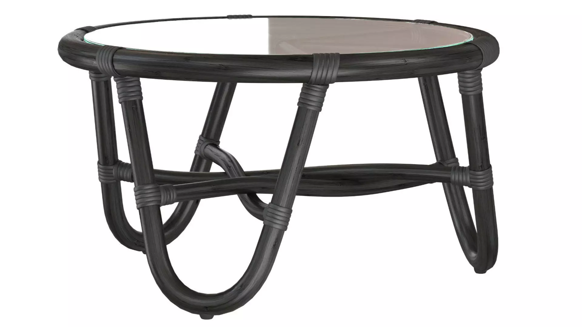 Round rattan table with curved legs 3D model_4