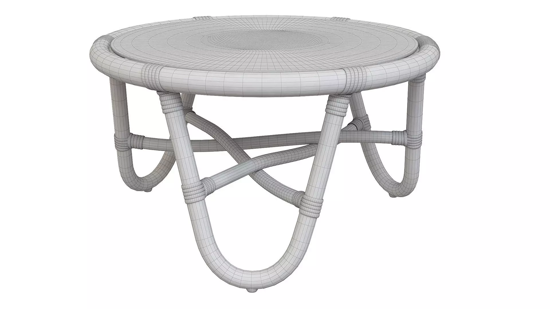 Round rattan table with curved legs 3D model_7