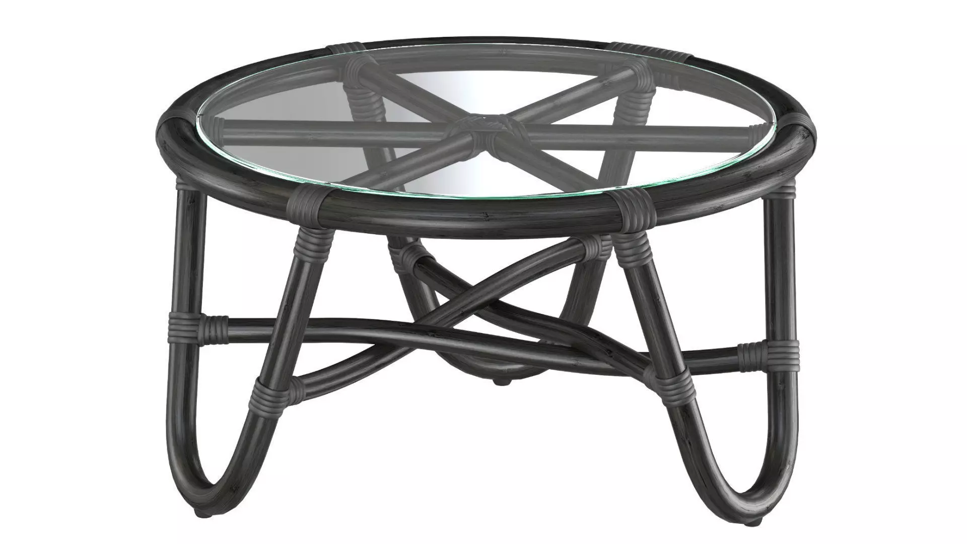 Round rattan table with curved legs 3D model_0