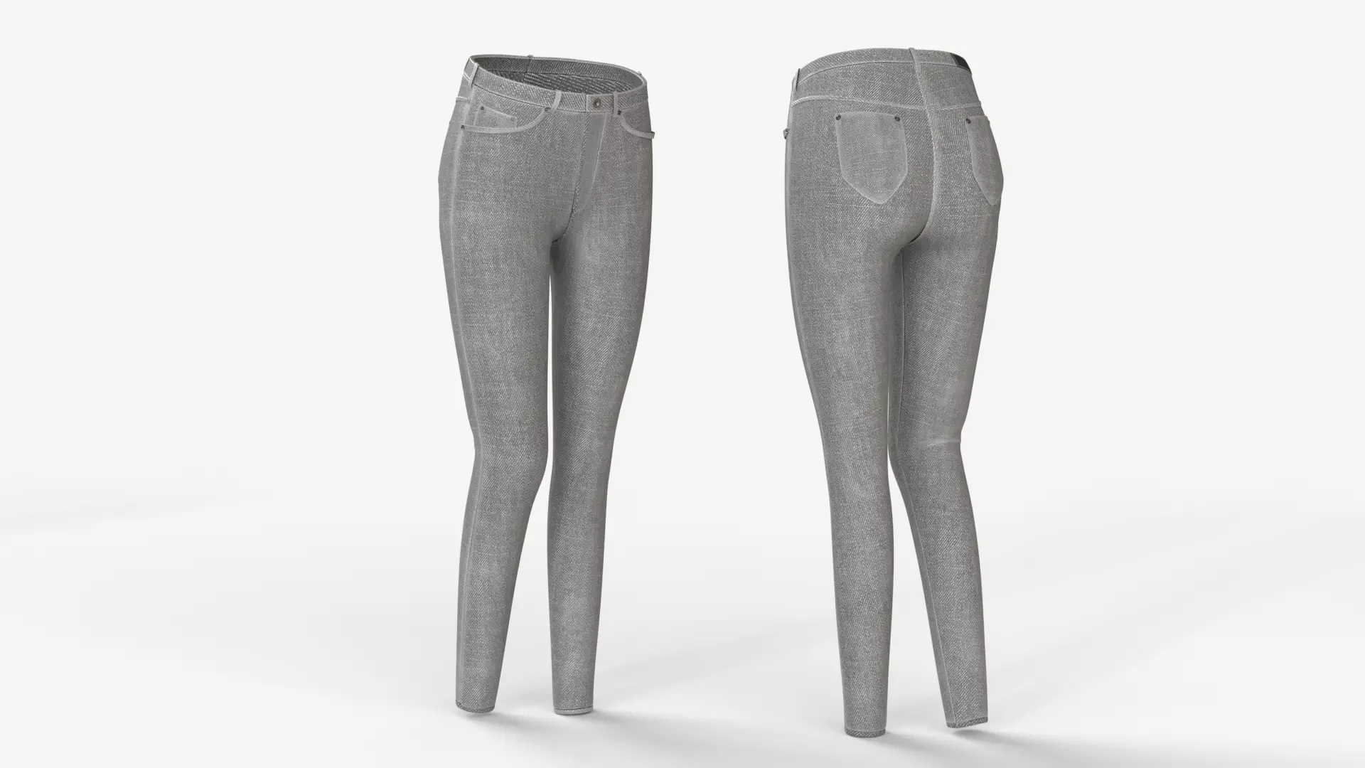 Woman Gray Cotton Pants 3D model