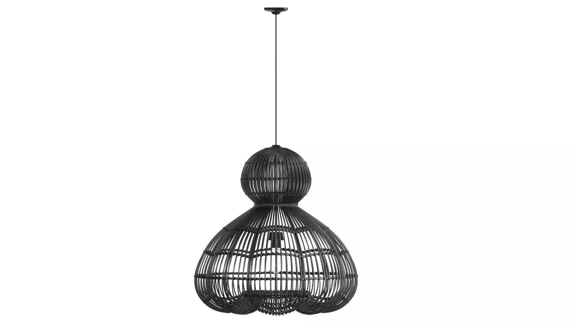 Aurelia Black Pendant Lamp In Rattan 3D model_8