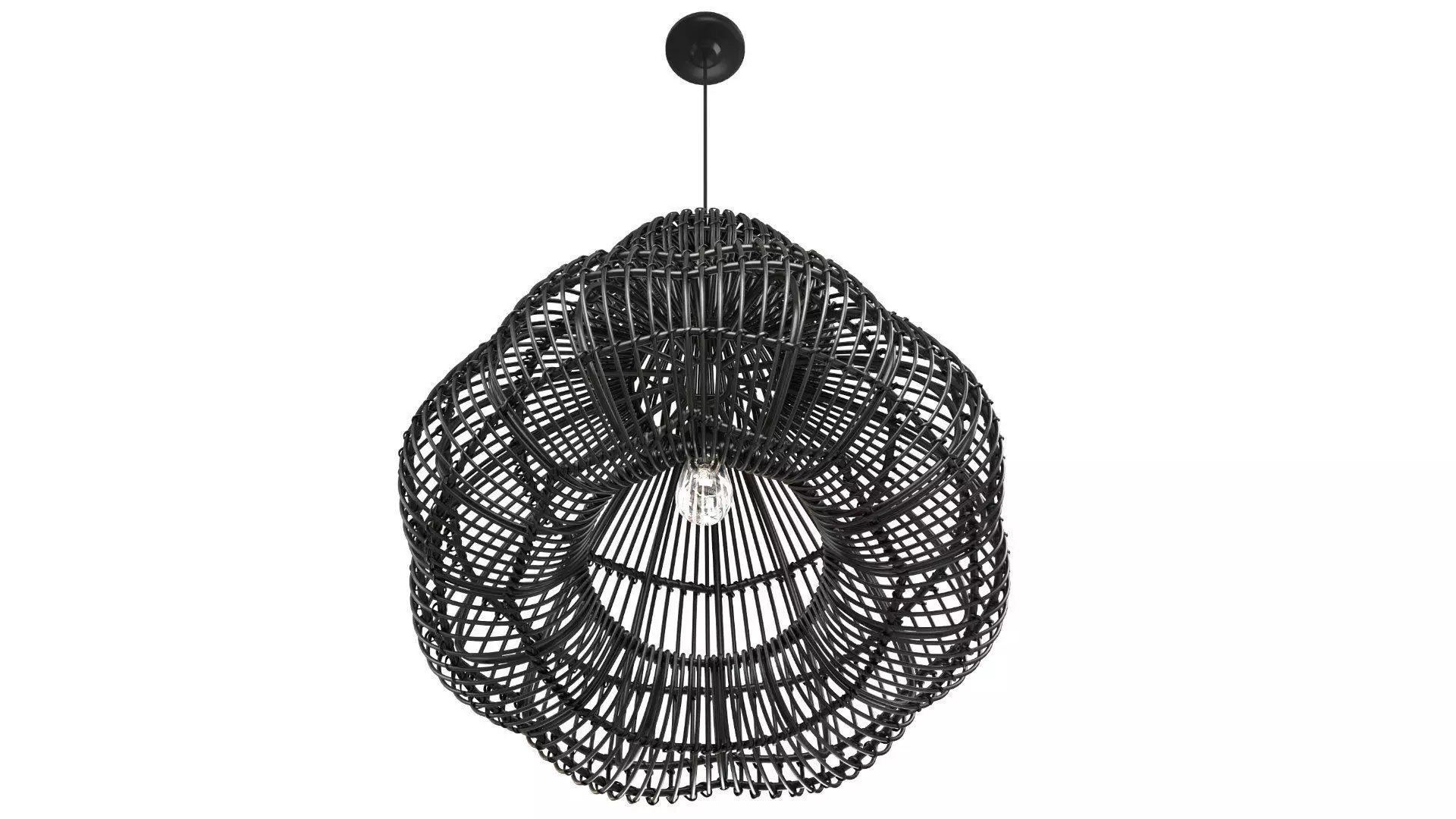 Aurelia Black Pendant Lamp In Rattan 3D model_4