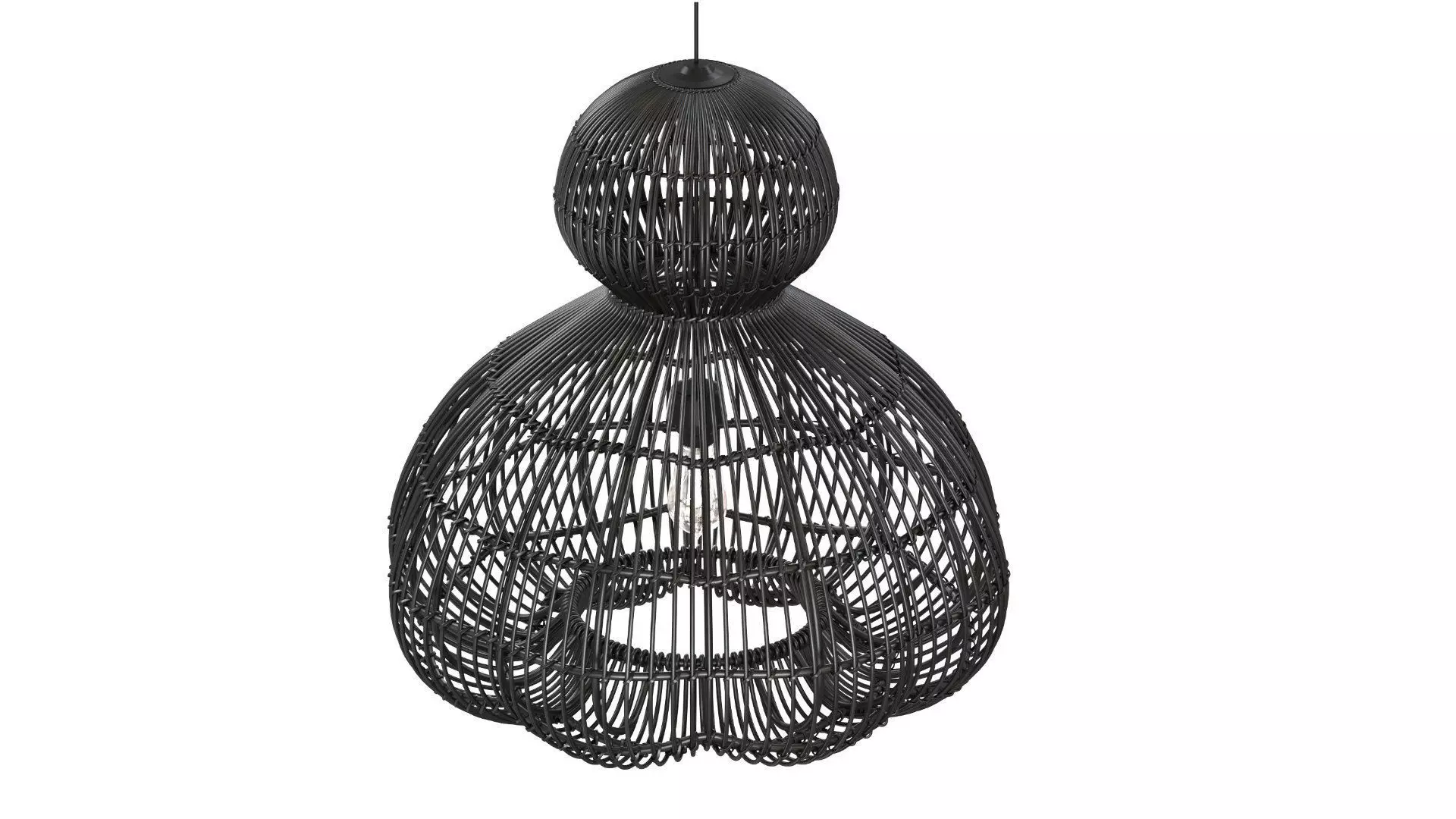 Aurelia Black Pendant Lamp In Rattan 3D model_2