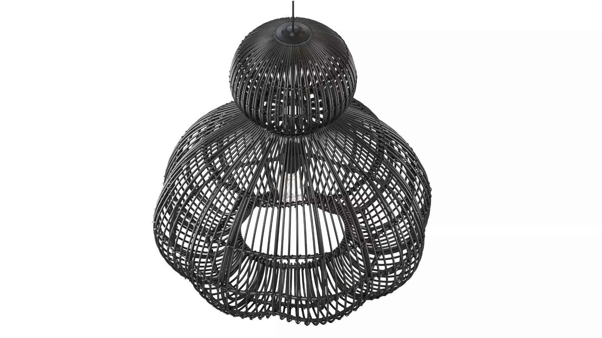 Aurelia Black Pendant Lamp In Rattan 3D model_3
