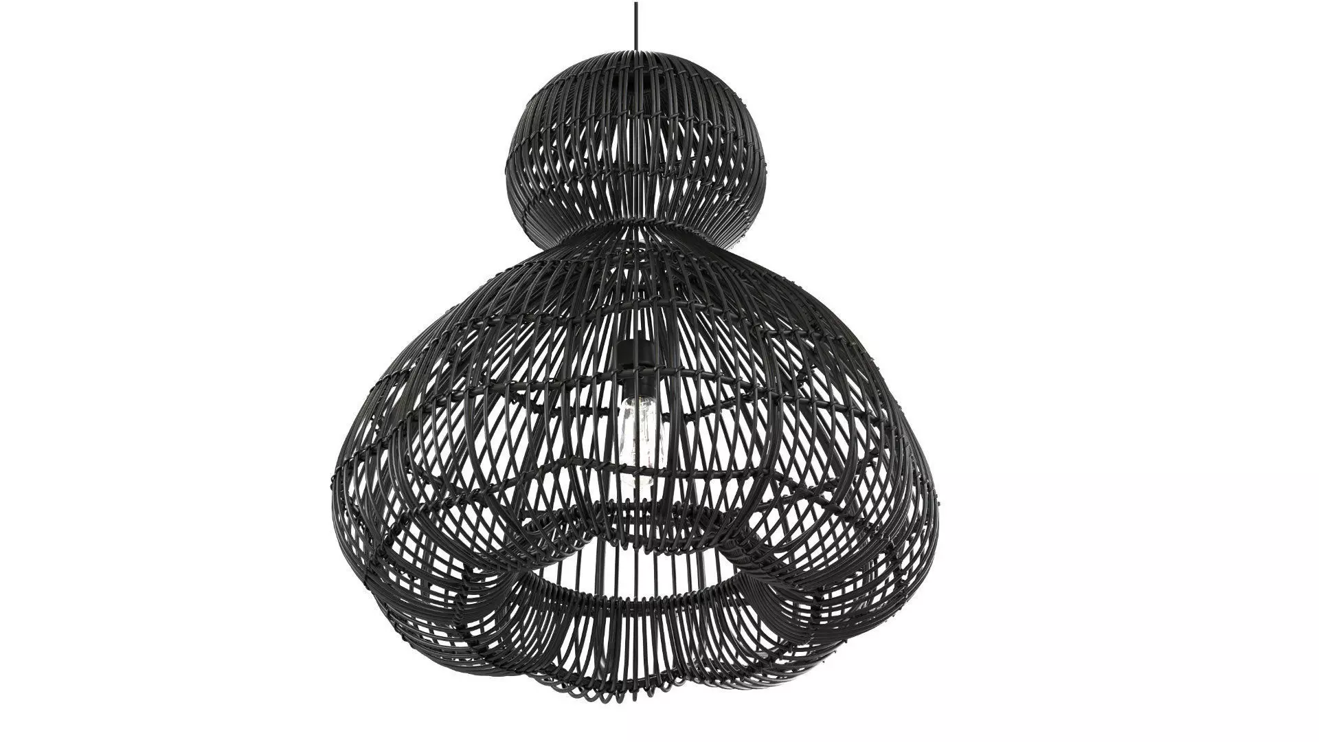 Aurelia Black Pendant Lamp In Rattan 3D model_1