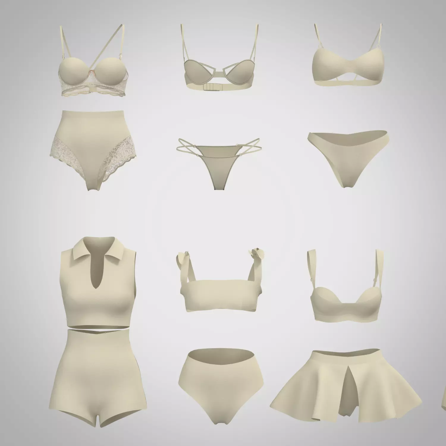 bikini and Lingerie mega pack 3d clothing collection Low-poly 3D model_2
