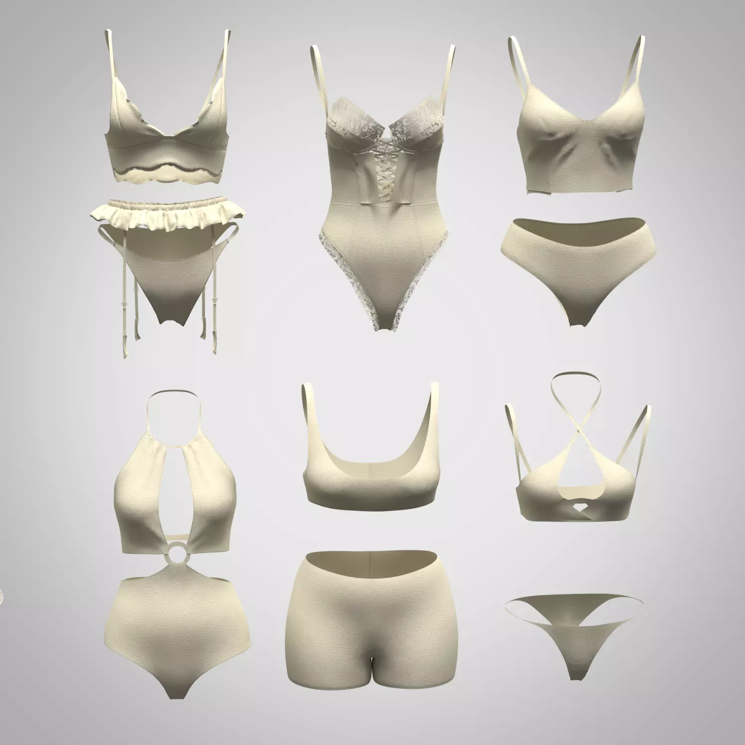 bikini and Lingerie mega pack 3d clothing collection Low-poly 3D model_6