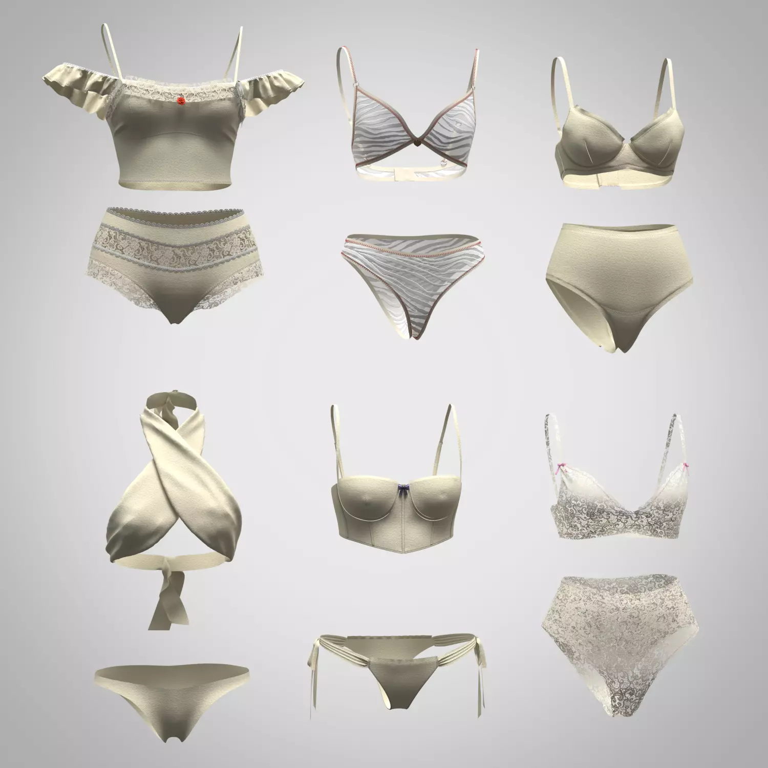 bikini and Lingerie mega pack 3d clothing collection Low-poly 3D model_5