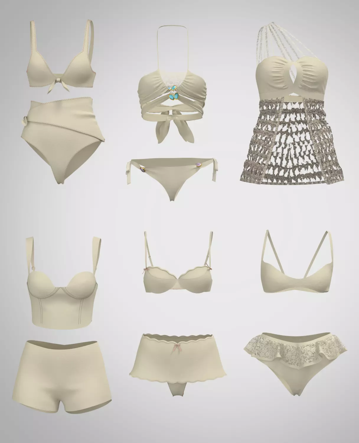 bikini and Lingerie mega pack 3d clothing collection Low-poly 3D model_3