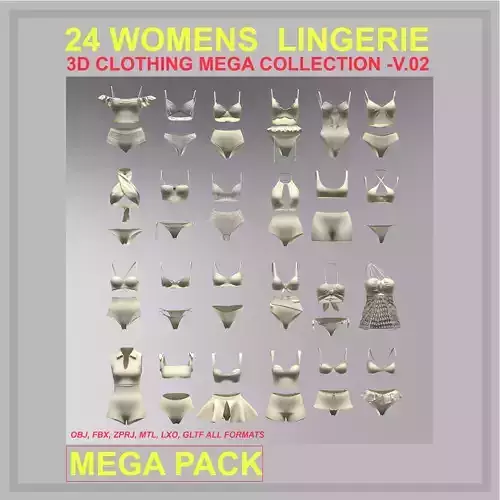 bikini and Lingerie mega pack 3d clothing collection Low-poly 3D model bikini and Lingerie mega pack 3d clothing collection Low-poly 3D model