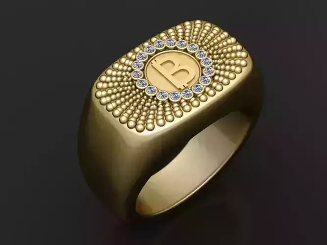 gold initial ring  3D printable model 