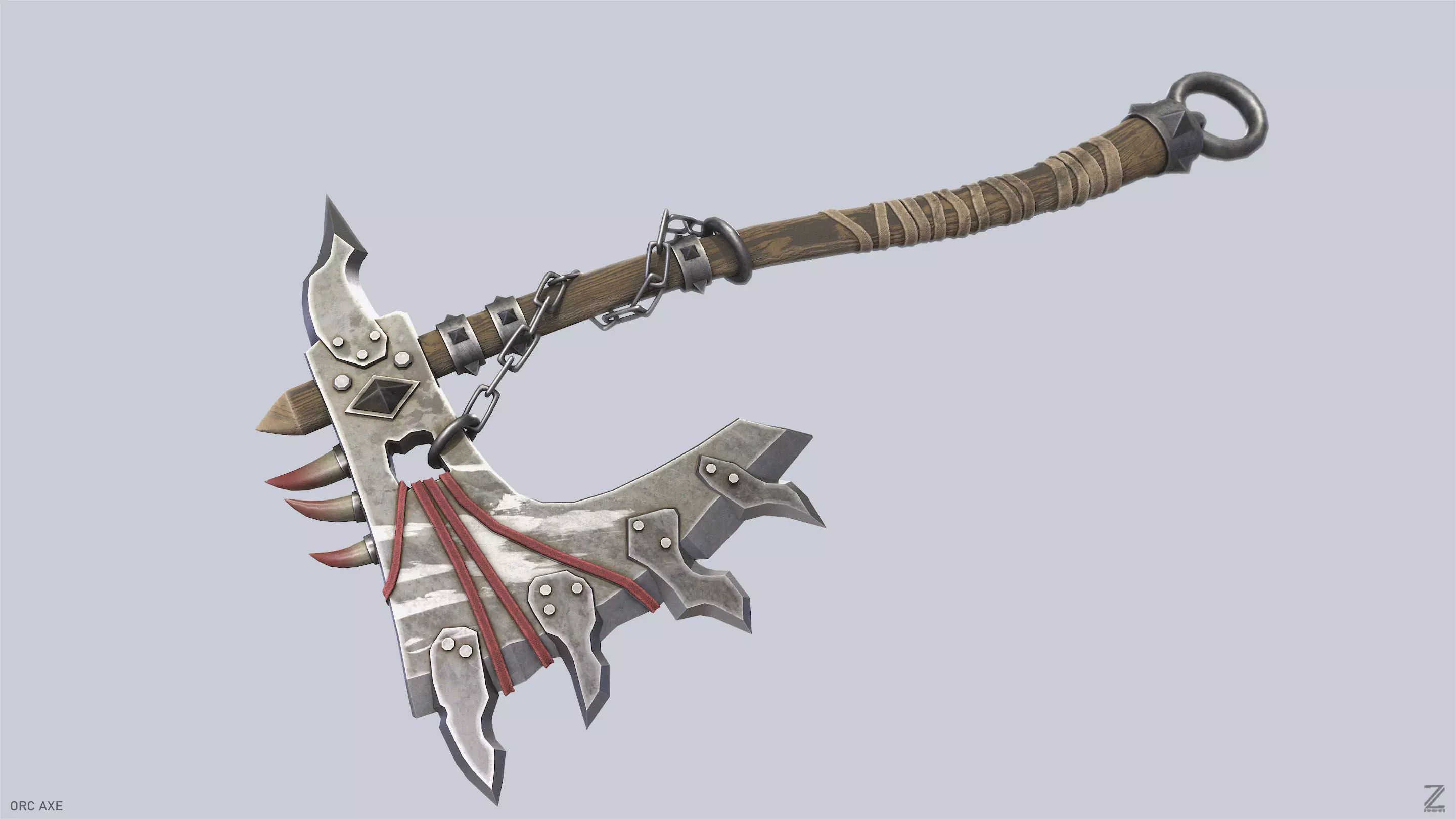 Orc axe Low-poly 3D model_2