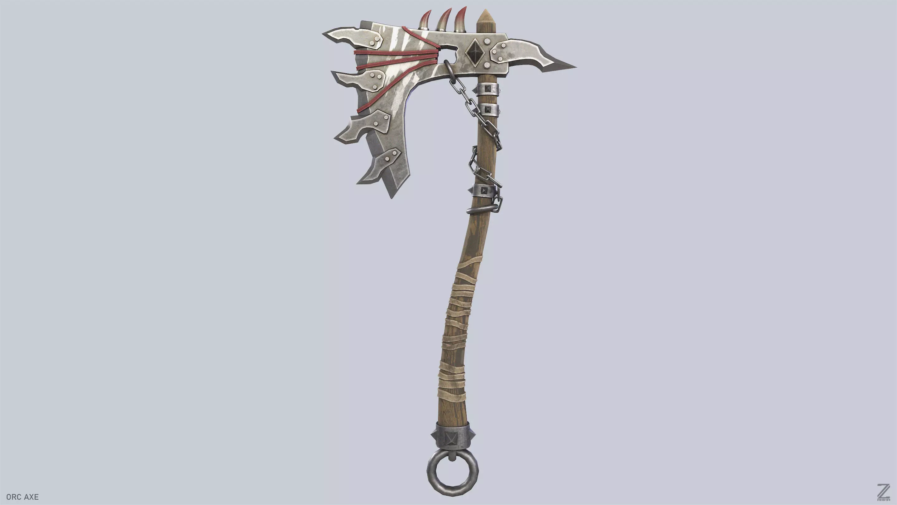Orc axe Low-poly 3D model_4