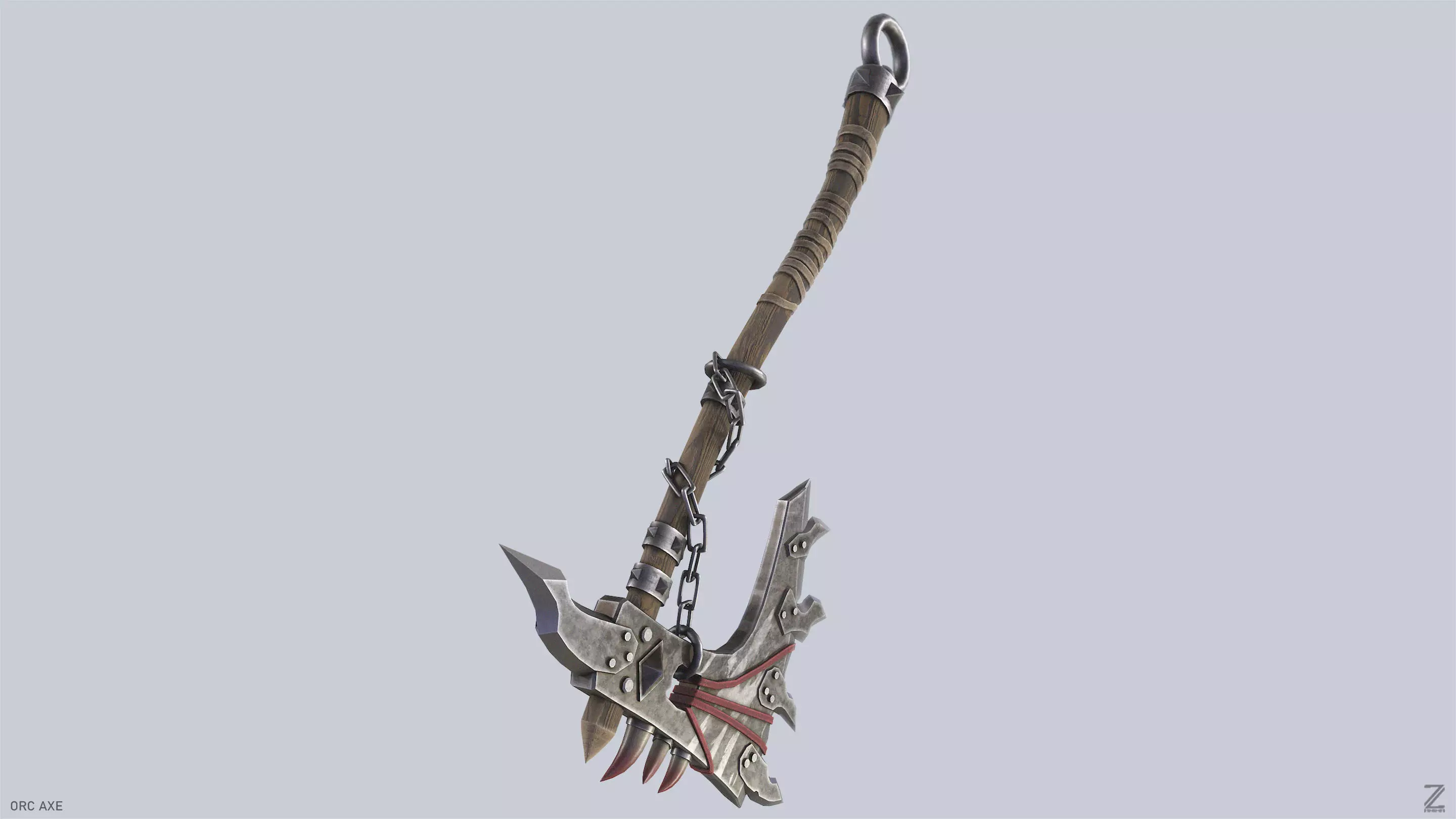 Orc axe Low-poly 3D model_7