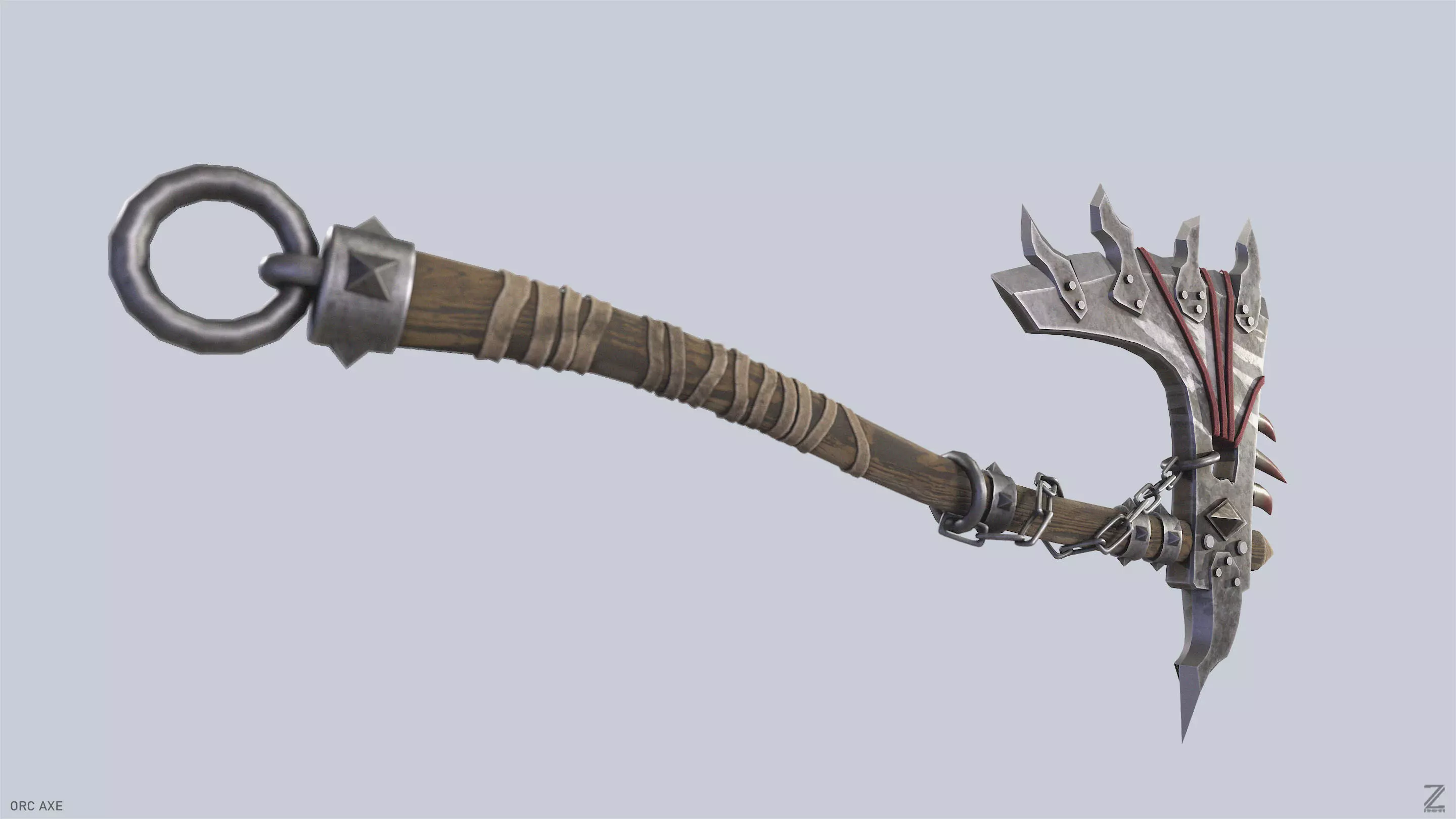 Orc axe Low-poly 3D model_8