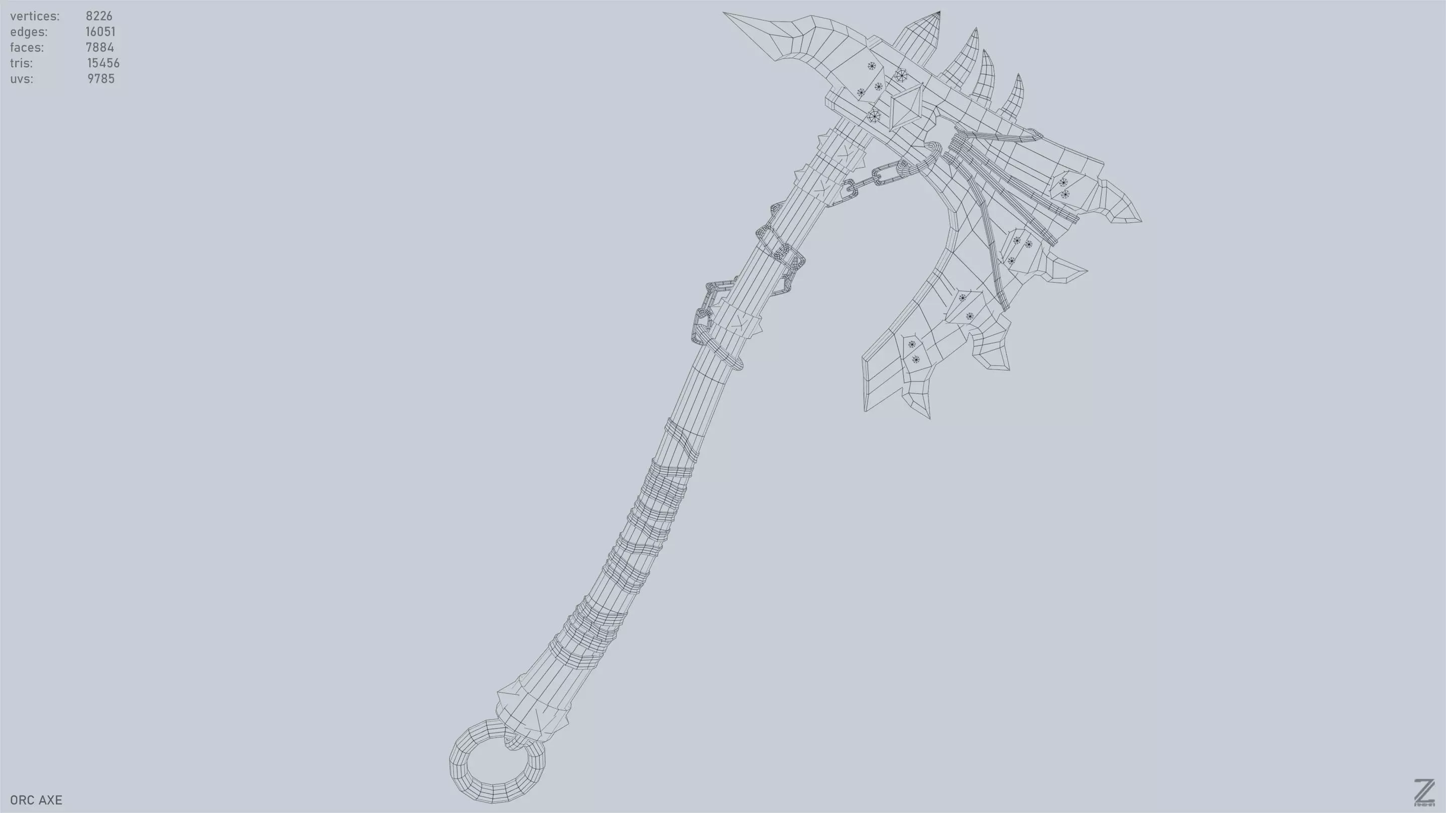 Orc axe Low-poly 3D model_15