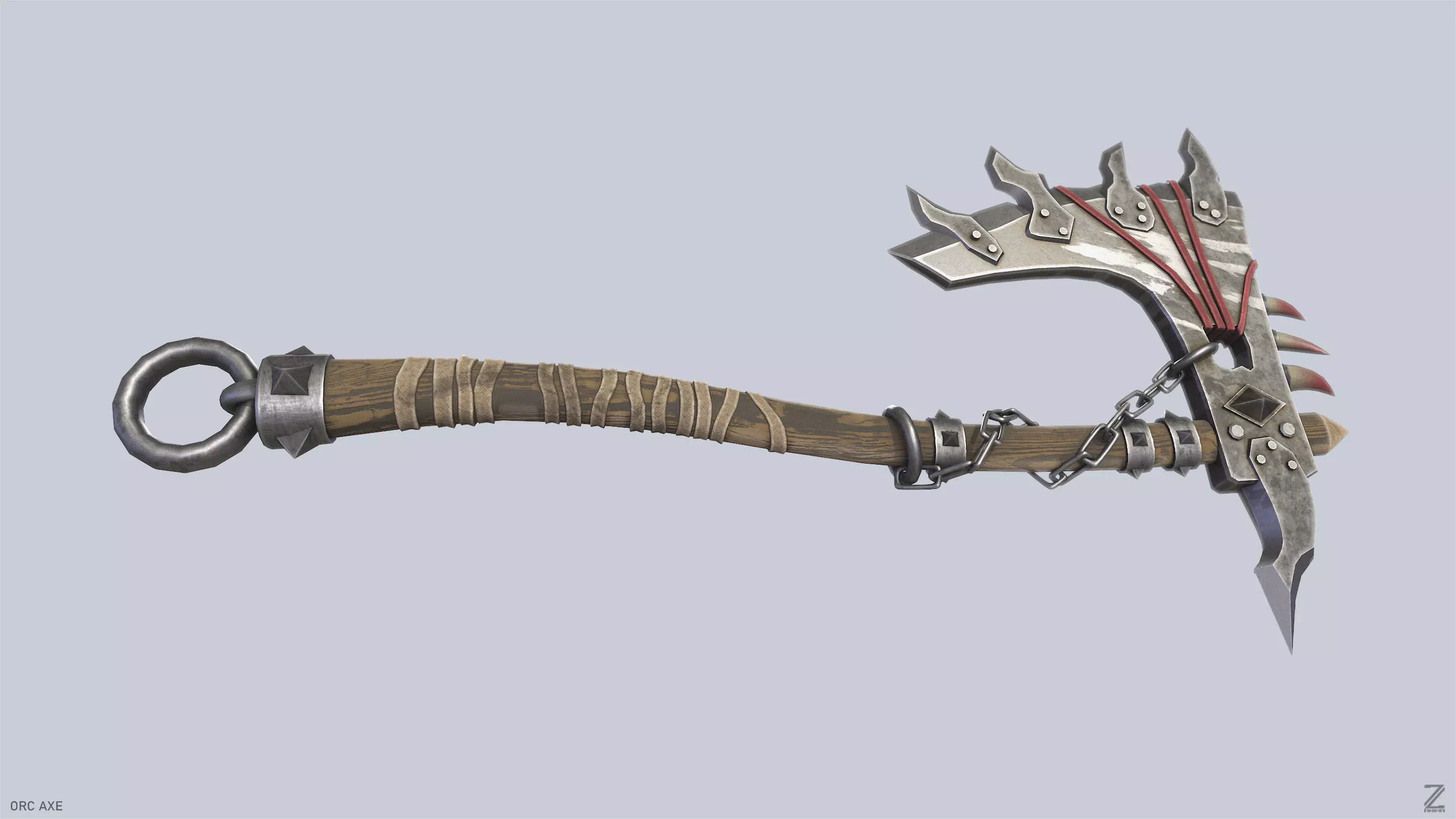 Orc axe Low-poly 3D model_6