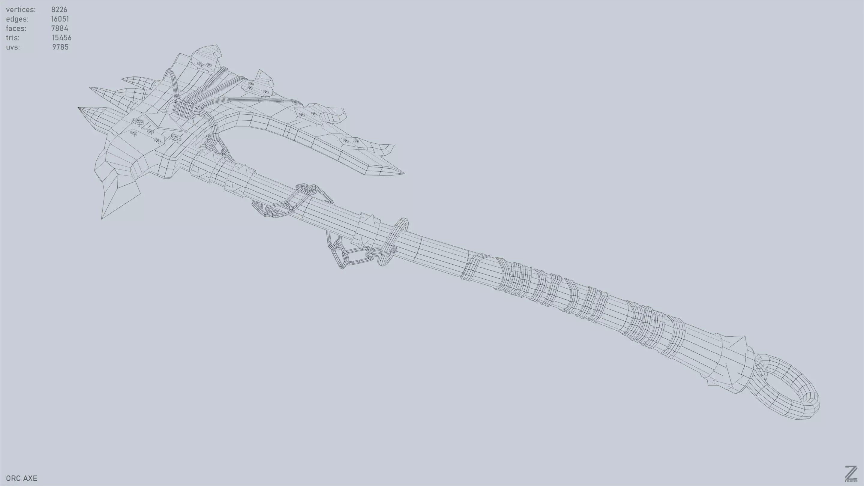 Orc axe Low-poly 3D model_14