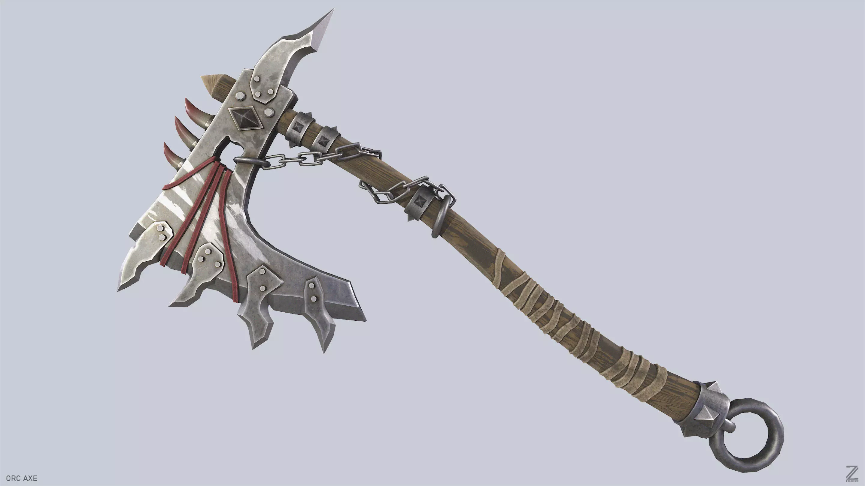 Orc axe Low-poly 3D model_0