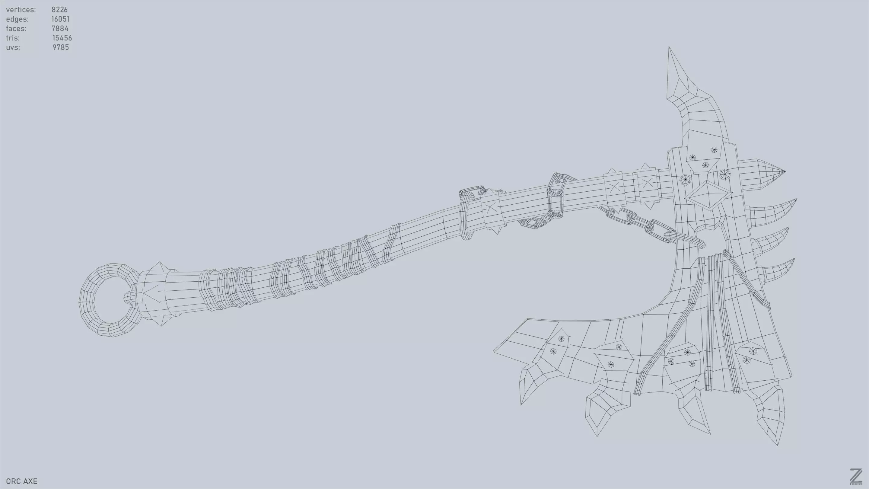 Orc axe Low-poly 3D model_12